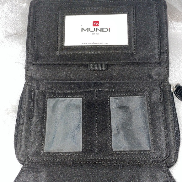 Mundi Womens Clutch Wallet Croc print Black 7.5X4 Multiple Slots Sections - Picture 4 of 9